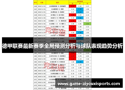 德甲联赛最新赛季全局预测分析与球队表现趋势分析