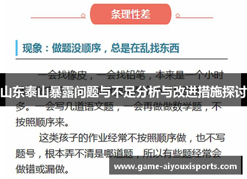 山东泰山暴露问题与不足分析与改进措施探讨
